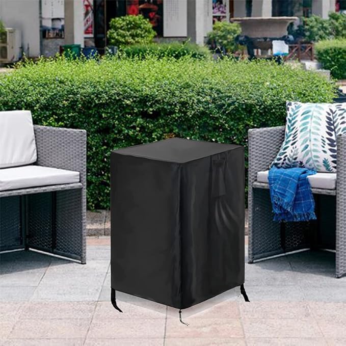 POMER Fire Column Cover,21inch Square Firepit Cover for Patio Fire Column Waterproof Outdoor Fireplace- 21"Lx21"Wx35"H