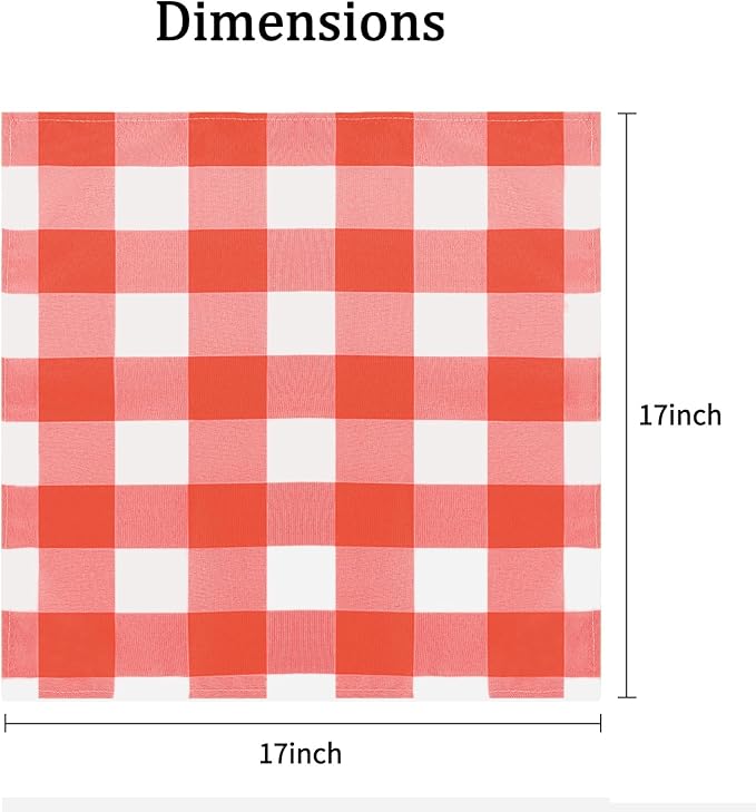 Buffalo Plaid Table Napkins Set of 100 Checkered Cloth Napkins 17x17 inch Washable Dinner Gingham Pattern Napkins Soft Napkins for Wedding Party Dining Banquet(Red and White)