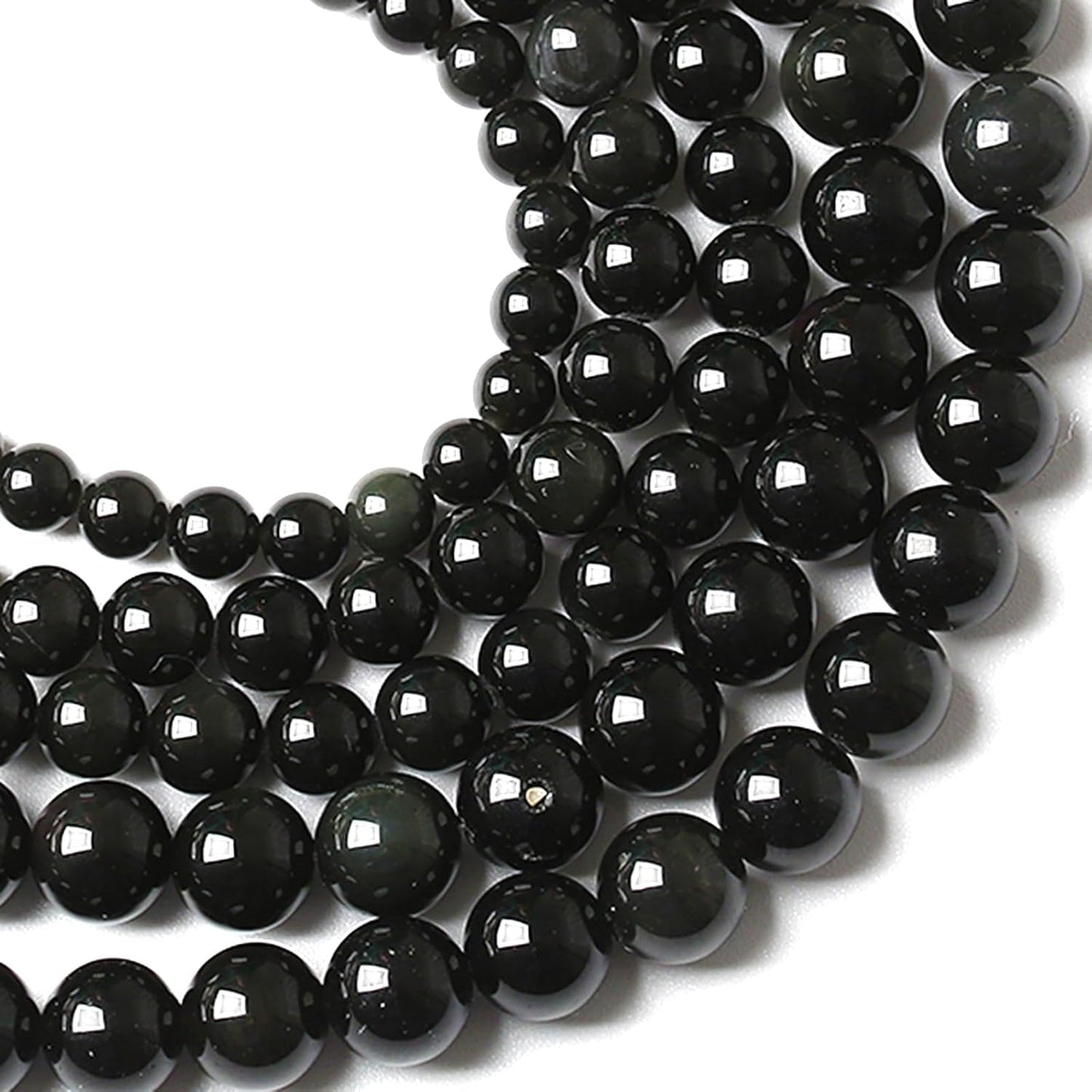 6MM 120pcs Natural Black Obsidian Stone Energy Healing Beads Round Loose Beads for Jewelry Making Bracelet 2 Strands 32"