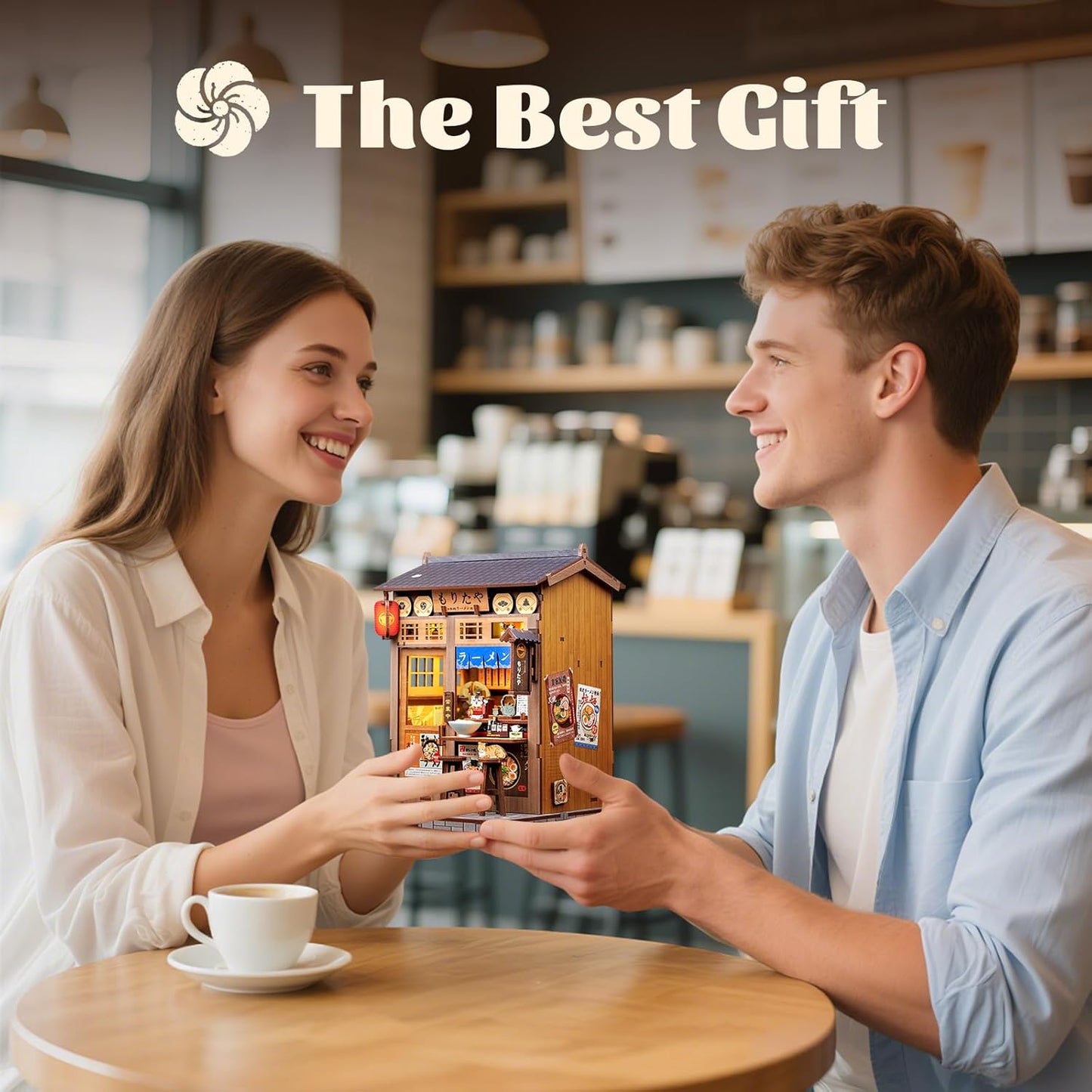 Fsolis Japanese Book Nook Kit - DIY Miniature Scene House Kit, 3D Puzzles for Adults, 220 Wooden Pieces, Tiny House Mini Booknook Craft Shelf Decor, Gifts for Women Model Lovers (Morita-Ya Ramen)