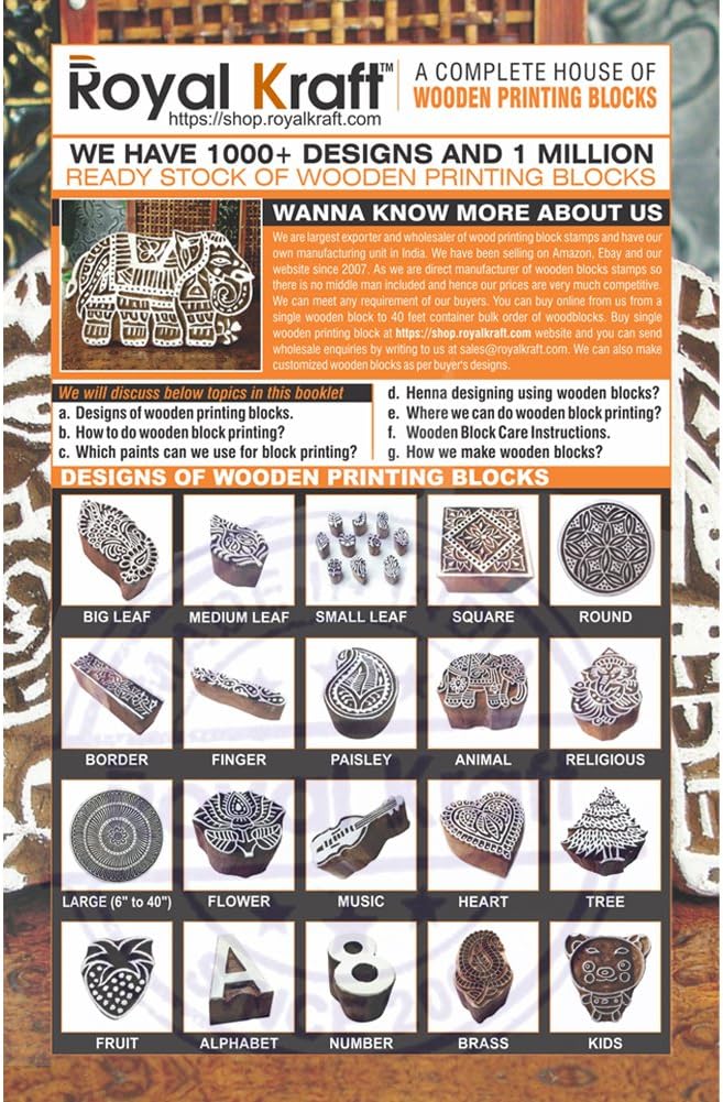 Paper Print Stamps Intricate Small Round Pattern Wood Blocks (Set of 10)