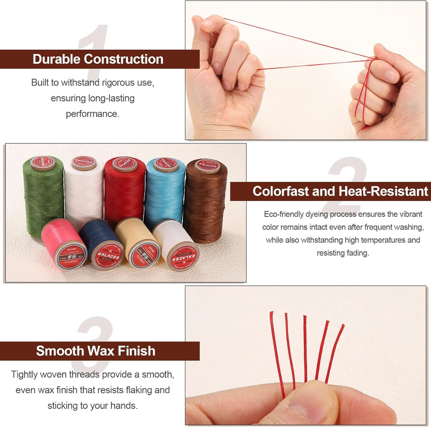 uxcell Flat Leather Sewing Waxed Thread, 270m / 295 Yards Polyester Wax String, 150D Wax Stitching Cord for Leather Crafts, Bookbinding, Bracelets Braided, Dark Brown