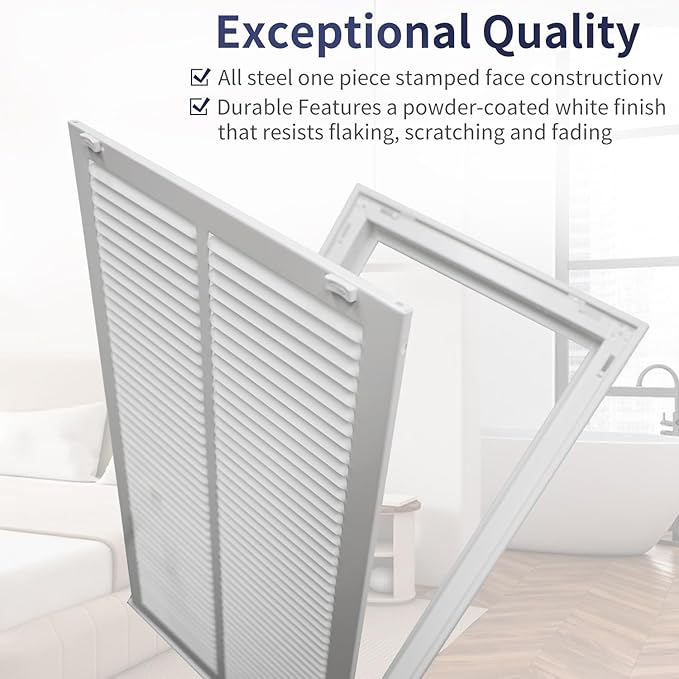 14"W x 24"H [Duct Opening Size] Steel Return Air Filter Grille - Removable Face/Door for 1 inch Filters -HVAC Vent Cover Grill - White [Outer Dimensions: 16 5/8"W X 26 5/8"H]