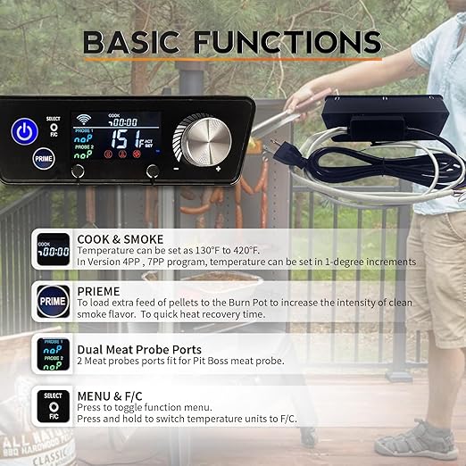 Upgraded Smart WiFi PID Digital Trapezoid Control Board Kit Replacement with APP Control for Pit Boss Vertical Pellet Smokers, Compatible with PBV3P1/PBV4PS1/PBV5P1 Series