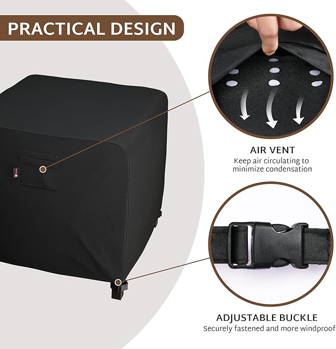 iBirdie Square Fire Pit Cover 44 x 44 inch Outdoor Waterproof and Weatherproof Heavy Duty 600D Patio Furniture Table Fireplaces Coffee Table Covers