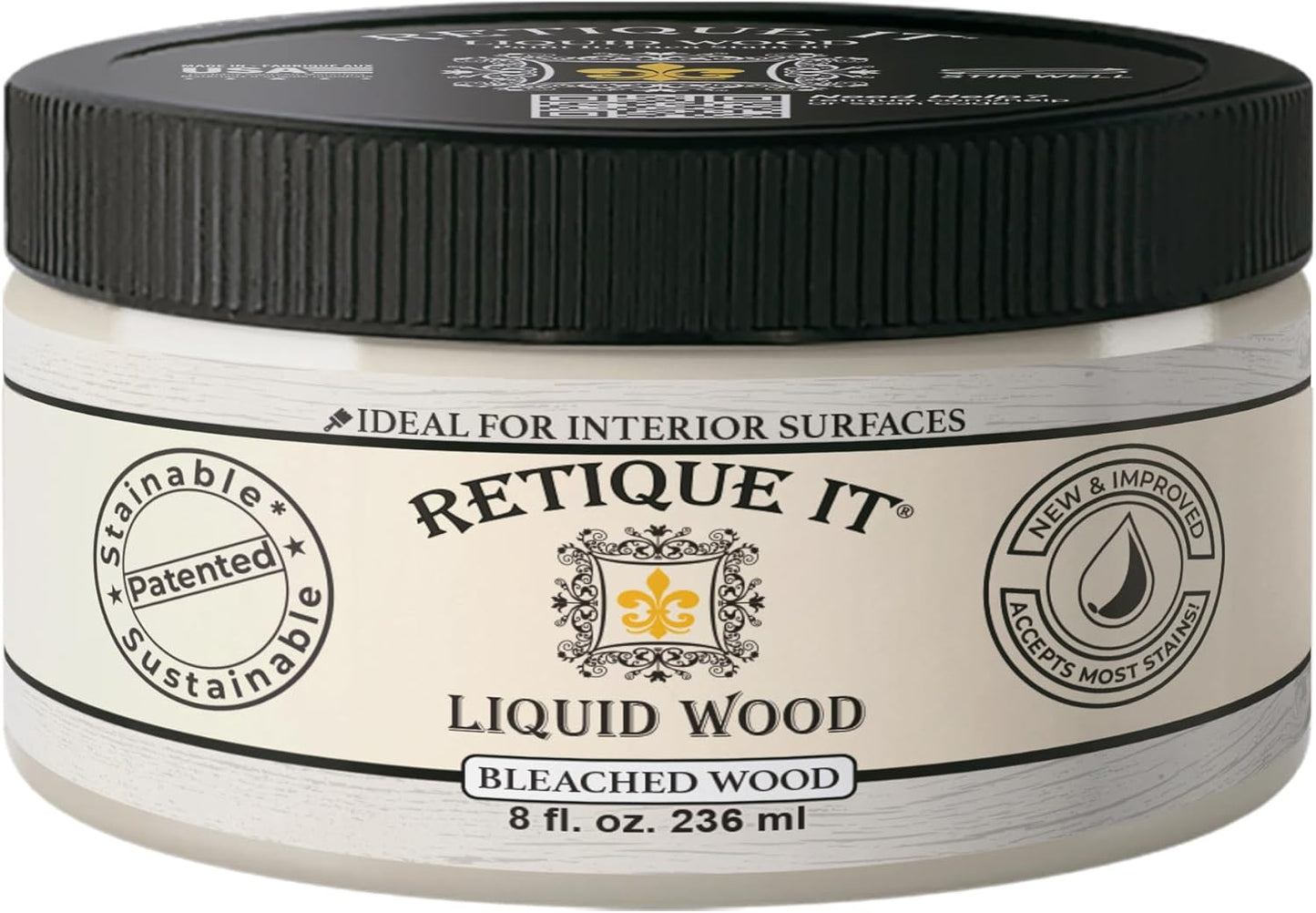Retique It New and Improved Formula Liquid Wood Coatings - Stainable Primer - Paint It Then Stain it (Bleached Wood, Small)