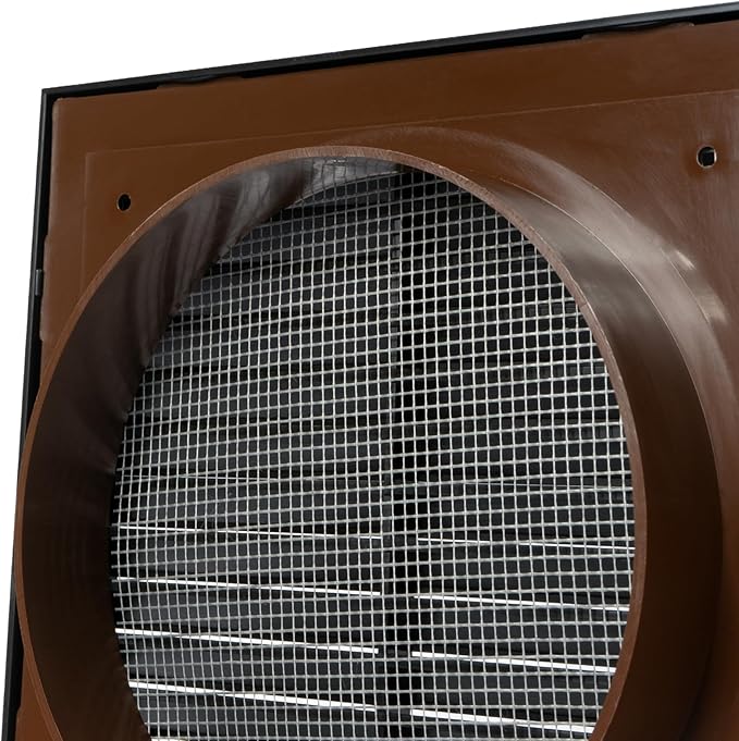 Black 6" Inch Ventilation Grille - Inside/Outside use - (Flange 5.9"Ø/Cover 8"x8") - Air Vent Louver - Exhaust Hood - Available 3 Sizes / 4 Colors.