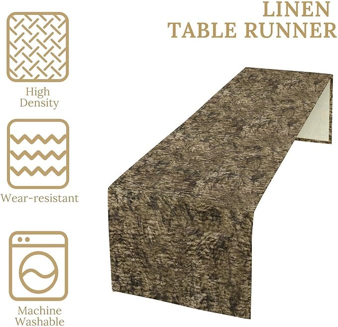 Forest Tree Bark Table Runner, Retro Camo Rustic Country Old Trunk Wood Table Runner for Home Kitchen Outdoor Party 13x36in