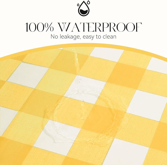 MOSAYT Rectangle Vinyl Tablecloth, 100% Waterproof Buffalo Gingham Plastic Table Cloth, Heavy Duty Wipeable Table Covers for Picnic, Outdoor, Camping - 54 x 108, Yellow