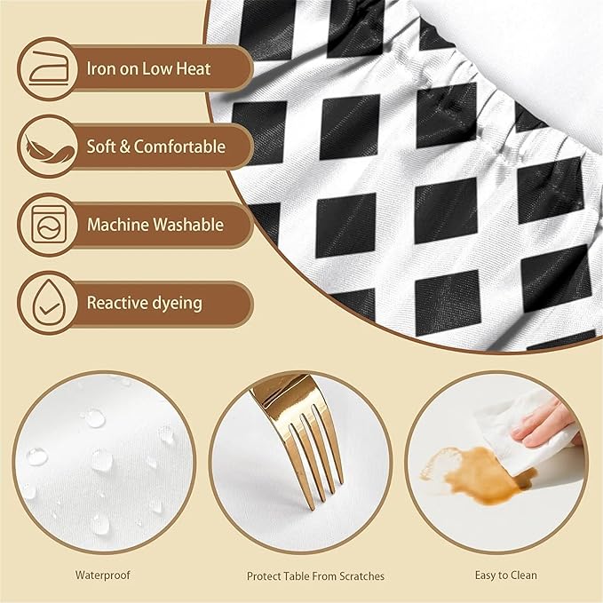 Rectangle Table Cloth Cover Waterproof Elastic Fitted Polyester Fitted Tablecloths for 4 Foot Tables for Indoor,Picnic, Camping, Outdoor （48" x 30"，Diamond Geometry）