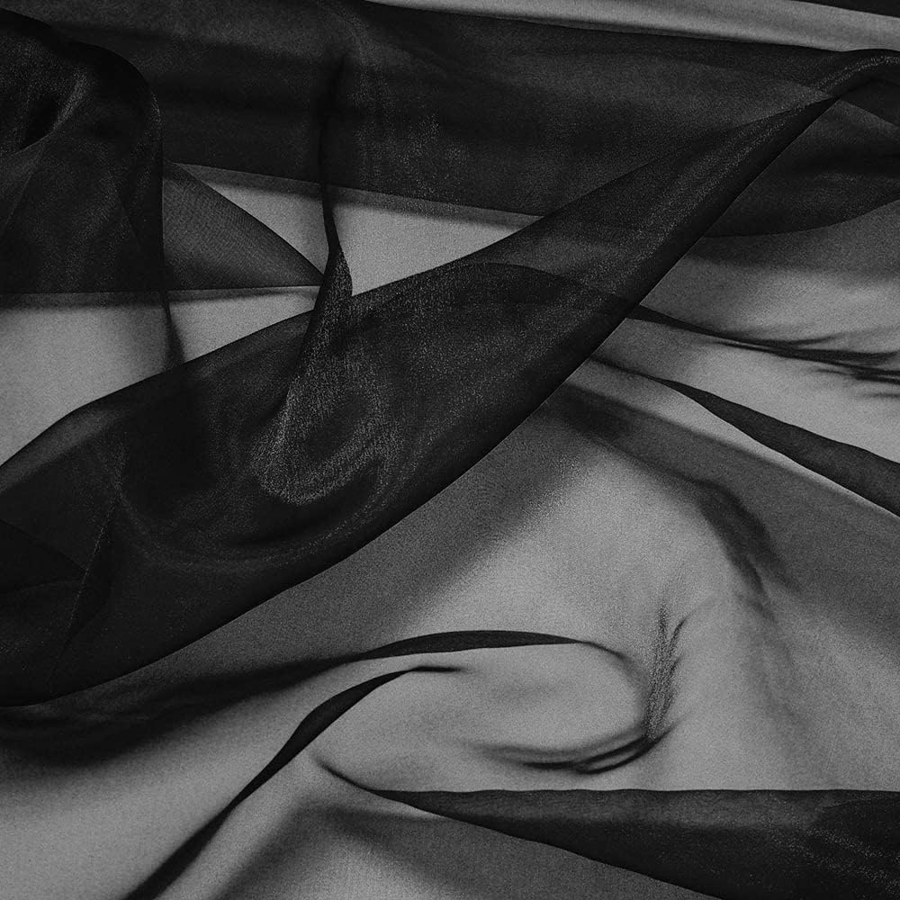 Organza Fabric 10 Yard Bridal Solid Sheer Bolt for Home Décor, Table Décor, Bridal, Fashion, Crafts, Decorations Silky Shiny Organza 44" - (10 Yard, Black)