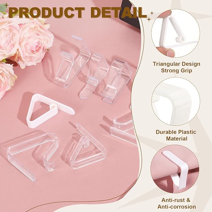 uxcell 32 Pack Plastic Tablecloth Clips, Table Cloth Cover Clamps Windproof Holder Clips 2.17" x 1.69" for Home Party Picnic Wedding Camping Dining Tables, White