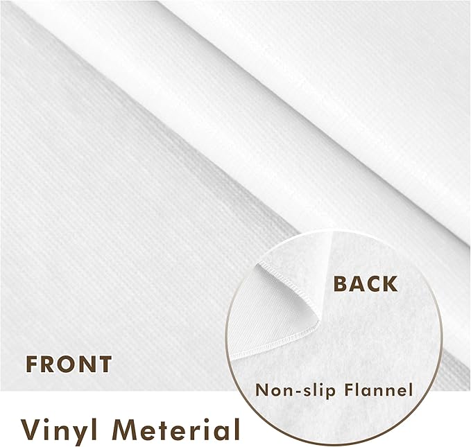 Nasitos 2 Pack White Vinyl Tablecloth 60x102 Inch Flannel Backing-Vinyl Tablecloth for 6 Foot Rectangle Tables, Spill & Water-Proof Tablecloth for Outdoor Wedding, Camping, Picnic, Graduation Party