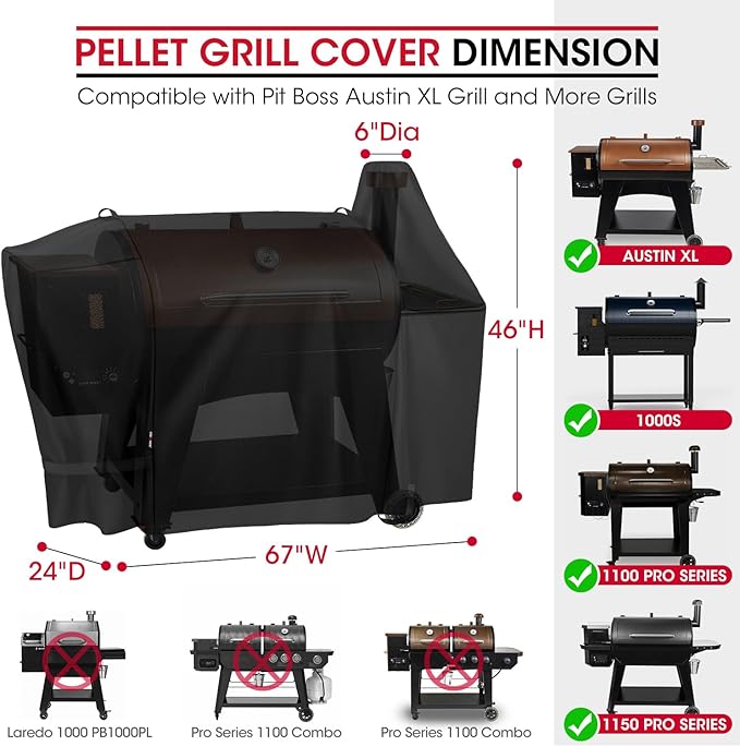 Unicook Pellet Grill Cover for Pit Boss Austin XL, Heavy Duty Waterproof Wood Pellet Smoker Cover Compatible with PB Rancher XL, 1000/1100 Pro Grills, Fade Resistant Outdoor BBQ Protector