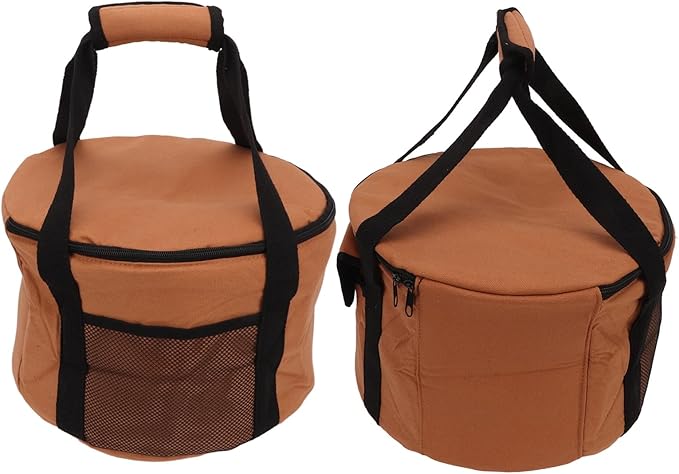 Camping Tableware Carrying Bag, 13.7L Large Capacity Waterproof Picnic Flatware Storage Bag, Outdoor BBQ Round Storage Bag for Plates Dishes Pots Bowls Utensils