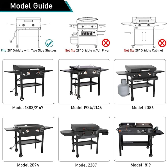 ZJYWSCH Griddle Cover for Blackstone 28" Griddle w/Hood Dual Shelf Flat Top Grill, fit Griddle Model 1883 1924 2094 2147 2207 2270 2287 2311 2325 2351 2355 2357 2367