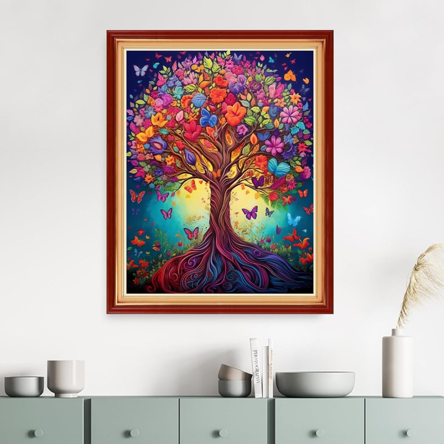 DMCVIVR Stamped Cross Stitch Kits for Adults Beginners Embroidery Kits 11CT Needlepoint Kits Cross Stitch Patterns Embroidery Patterns&Colorful Life Tree 16x20 inch