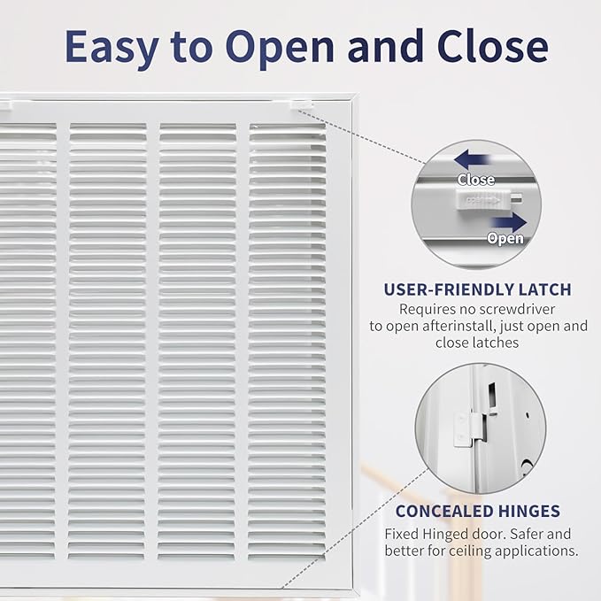16"W x 20"H [Duct Opening Size] Steel Return Air Filter Grille - Removable Face/Door for 1 inch Filters -HVAC Vent Cover Grill - White [Outer Dimensions: 18 5/8"W X 22 5/8"H]