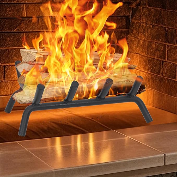 Fireplace Grate 14 inch - Fireplace Log Grates Heavy Duty Solid Round Steel | Log Grate for Fireplace No Assembly Required, Burning Wood Stove Grate for Indoor Chimney Hearth, Outdoor Camping