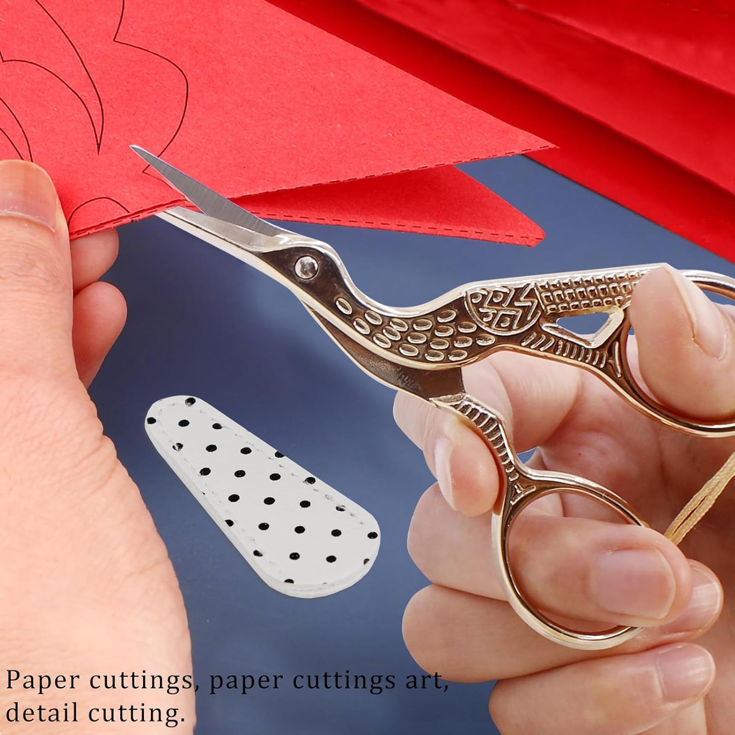 BIHRTC 3.6Inch Small Embroidery Scissors Precision Scissor with Leather Cover Tassel Stainless Steel Tip for Crafting Thread Cutting Sewing DIY Needlework Artwork Housework