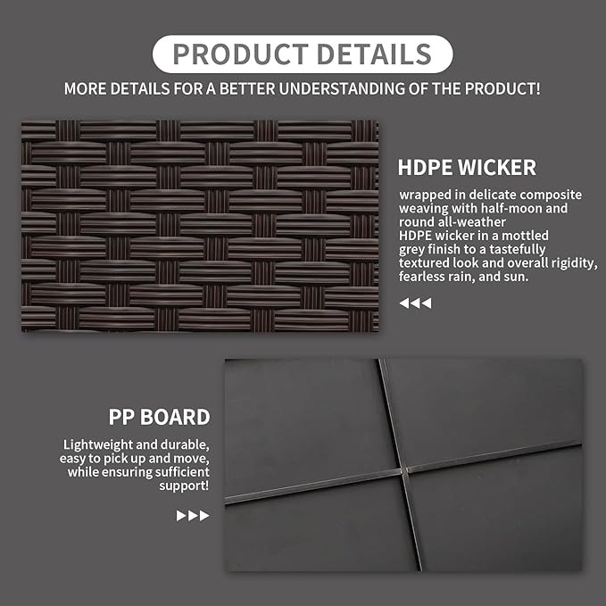 Rattaner 80 Gallon Wicker Outdoor Storage Box Square Patio Storage Bin with Waterproof Lining Bag Deck Storage Box and Cushion Storage Bin Outdoor, Brown Wicker