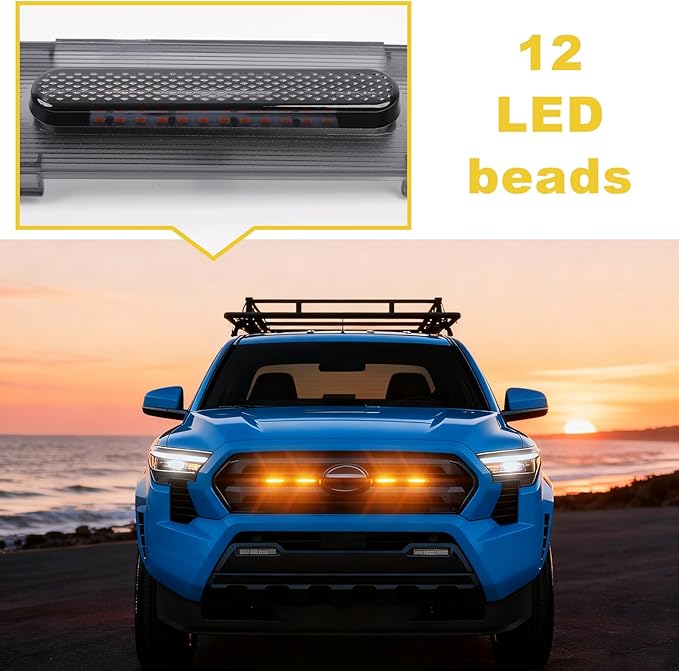 Front Grille Grill Lights for 2024 2025 Tacoma SR SR5 Led Grill Light Accessories,Amber (for SR SR5 only-LED-Amber)