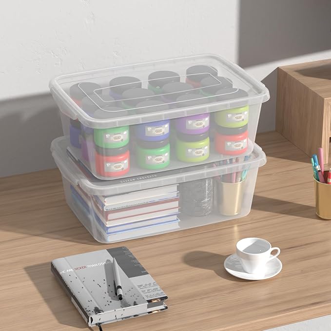 14 Quart Plastic Storage Box, Clear Dough Rising Box with Lid, Pizza Dough Proofing Containers, 4 Packs
