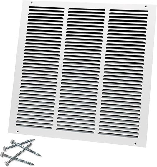 18"W x 18"H [Duct Opening Size] Steel Return Air Grille, Air Return Vent Cover for Ceiling and Sidewall - HVAC Air Vent Covers - [Outer Dimensions: 19.75"W x 19.75"H]