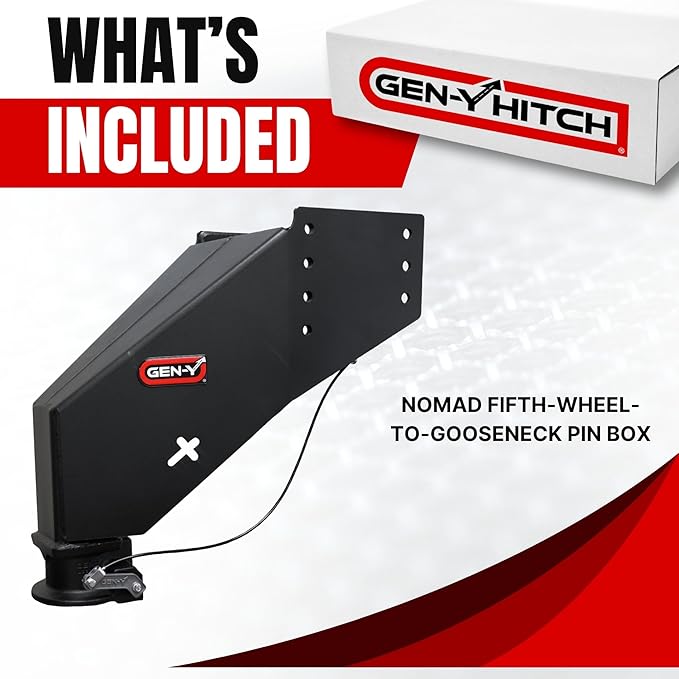 GEN-Y Hitch Fifth Wheel to Gooseneck Static Pin Box with SnapLatch Coupler, 30,000 Towing Capacity, 6,500 Tongue Weight, Fits Rhino Frames