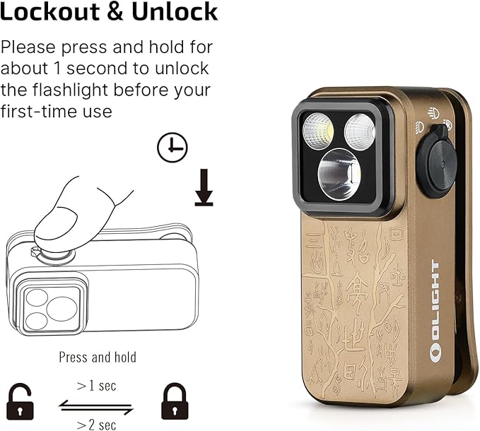 OLIGHT Oclip Pro EDC Flashlight Clip-on Light, Rechargeable 500 Lumens with Three Lighting Solutions Type-C Charging, Magnetic Flash Lights for Outdoor or Indoor Use(Ancient Script)
