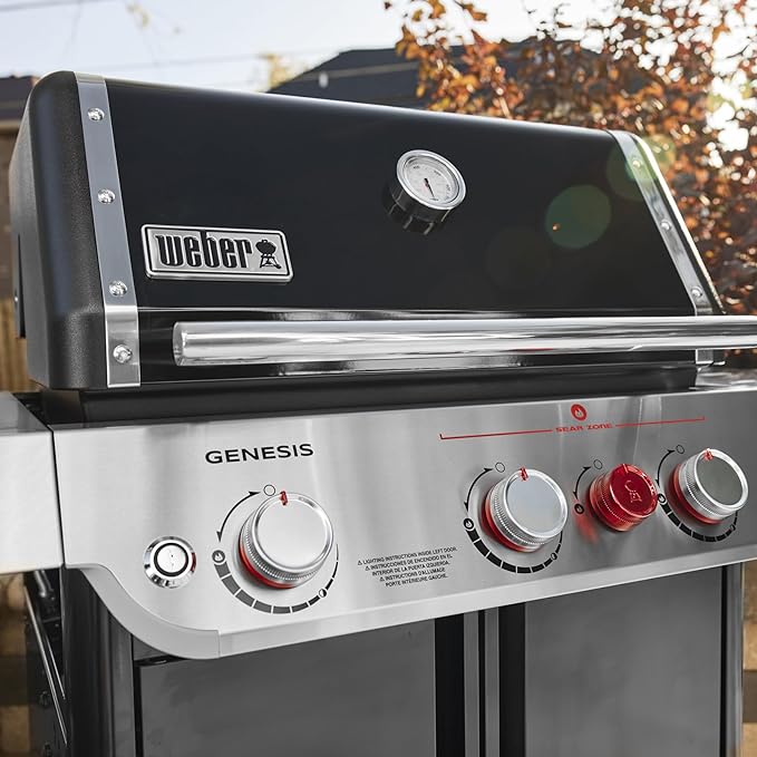 Weber Genesis E-325 Natural Gas Grill for Outdoor Cooking, 3 Burners, Black