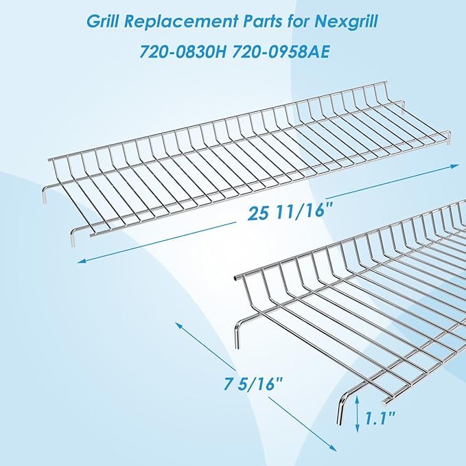 Warming Rack Grill Parts for Nexgrill 720-0830H 720-0958AE 720-0789H, 25.6 Inch Grill Rack Swing Away Grid for Nexgrill Replacement Parts 4 Burner