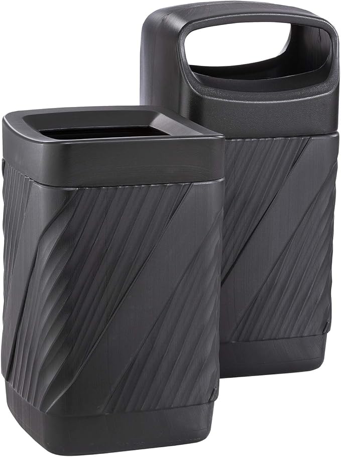 Safco Twist Trash Can, 32 Gallons, Indoor and Outdoor Use, Durable & Weather-Resistant Commercial Garbage Can, Black