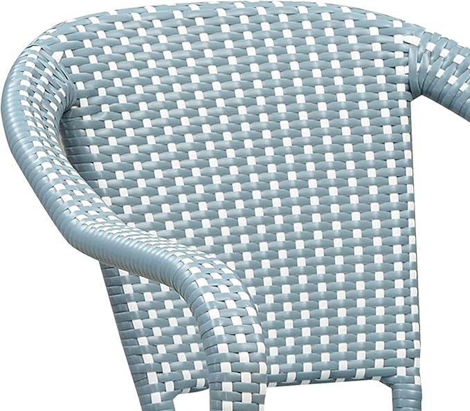 PURPLE LEAF 9 Pieces Outdoor Dining Set Patio Furniture Set with Aluminum Table and French Wicker Chairs for Garden Backyard Light Blue Patio Dining Set