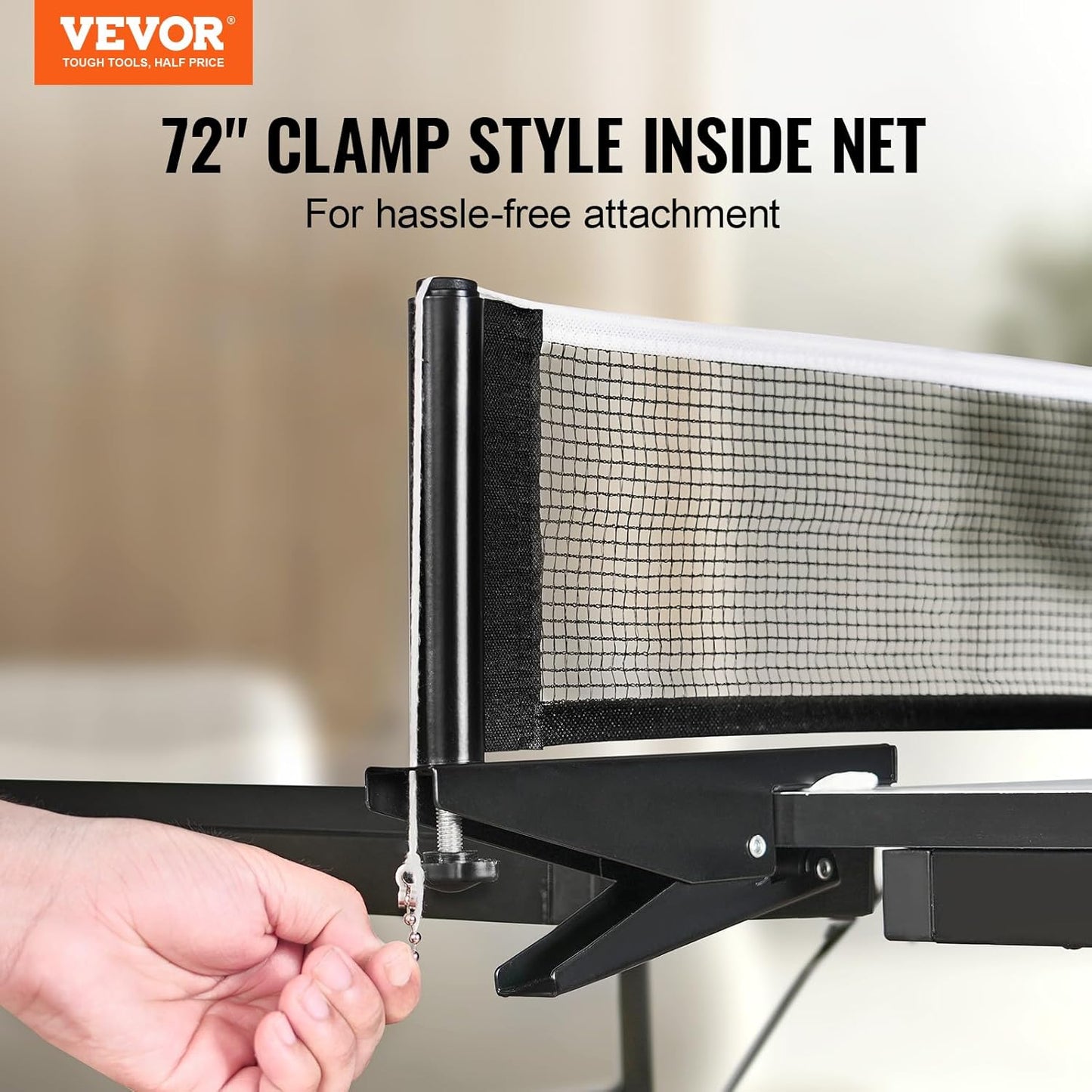 VEVOR Ping Pong Table, Professional Table Tennis Game, Indoor MDF Portable Table Tennis Table, Foldable Ping Pong Table with Quick Clamp Net and Lockable Wheel, 10 Minute Easy Assembly, 25mm Tabletops