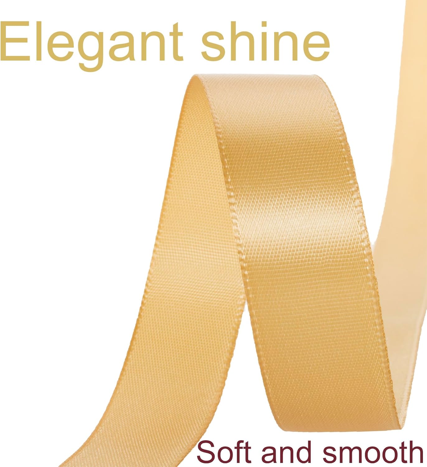 1 Inch Gold Ribbon, 50 Yards Craft Polyester Satin Ribbon Perfect for Gift Wrapping, Handmade Roses, Wedding Party Decorations and DIY Crafts