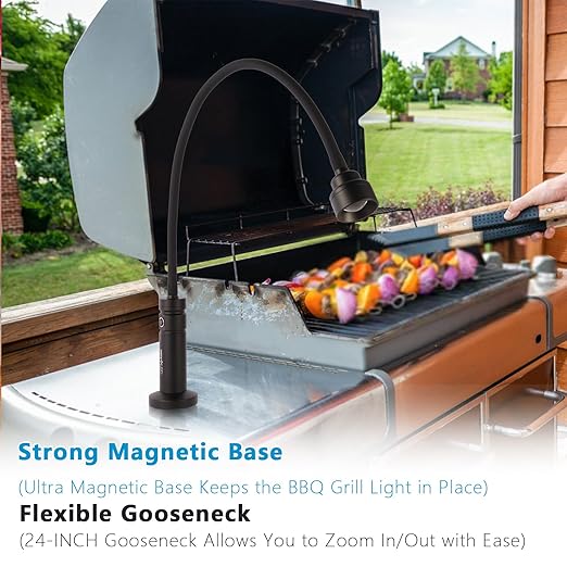 (Improved) NextLED NT-7728 Heavy Duty Magnetic Grill Lights for Outdoor Grill, 24 Inch Gooseneck with Magnetic Base, Warm Light, Heat & Water Resistant, BBQ Light, BBQ Grill Accessories