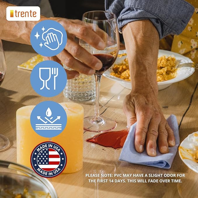 Clear Table Cover Protector, 36x60 inch , German Quality with 3 Mm Thickness, Stain Resistant Dining Pad with Beveled Edges, Washable Tablecloth, Fitted Clear Desk Cover for Indoor & Outdoor Use