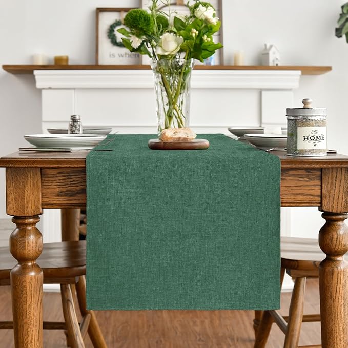 Artoid Mode Forest Green Table Runner, Seasonal Christmas Spring Washable Kitchen Dining Table Decoration for Home Party Decor 13x72 Inch