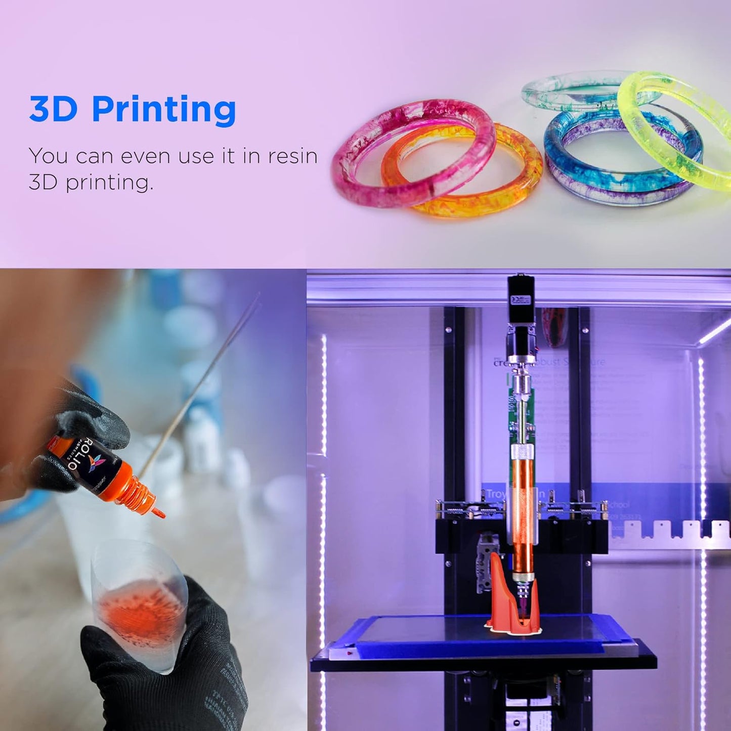 Rolio Pigments Resin Liquid Pigment Transparent Colors - 24 Vibrant Colors for Epoxy Resin, 3D Printer, Jewelry Making, Paint, Art Works, DIY Crafts - 0.33 oz/10 ml Each