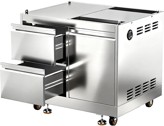 BODEGA Outdoor Kitchen Cabinets for Built-in BBQ Grill with 2 Drawers and Propane Tank Storage, Stainless Steel Outdoor Kitchen Drawer Suitable for 30 Inch Propane Grills.