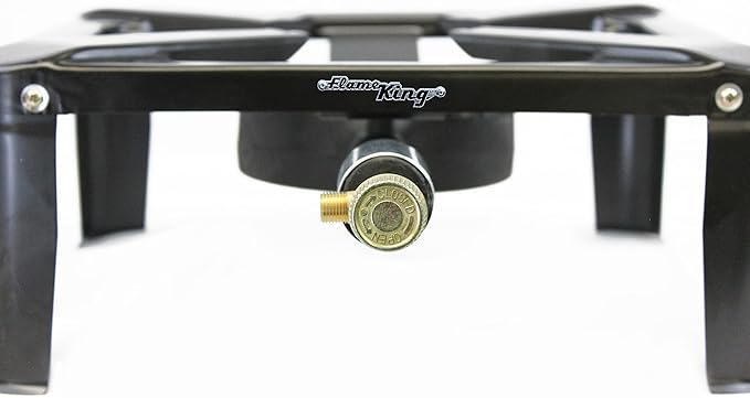 Flame King Heavy Duty 120,000 BTU, 0-20 PSI, Turkey Fryer Single Propane Burner Bayou Cooker, Outdoor Stove for Home Brewing, Maple Syrup Prep, Cajun Cooking