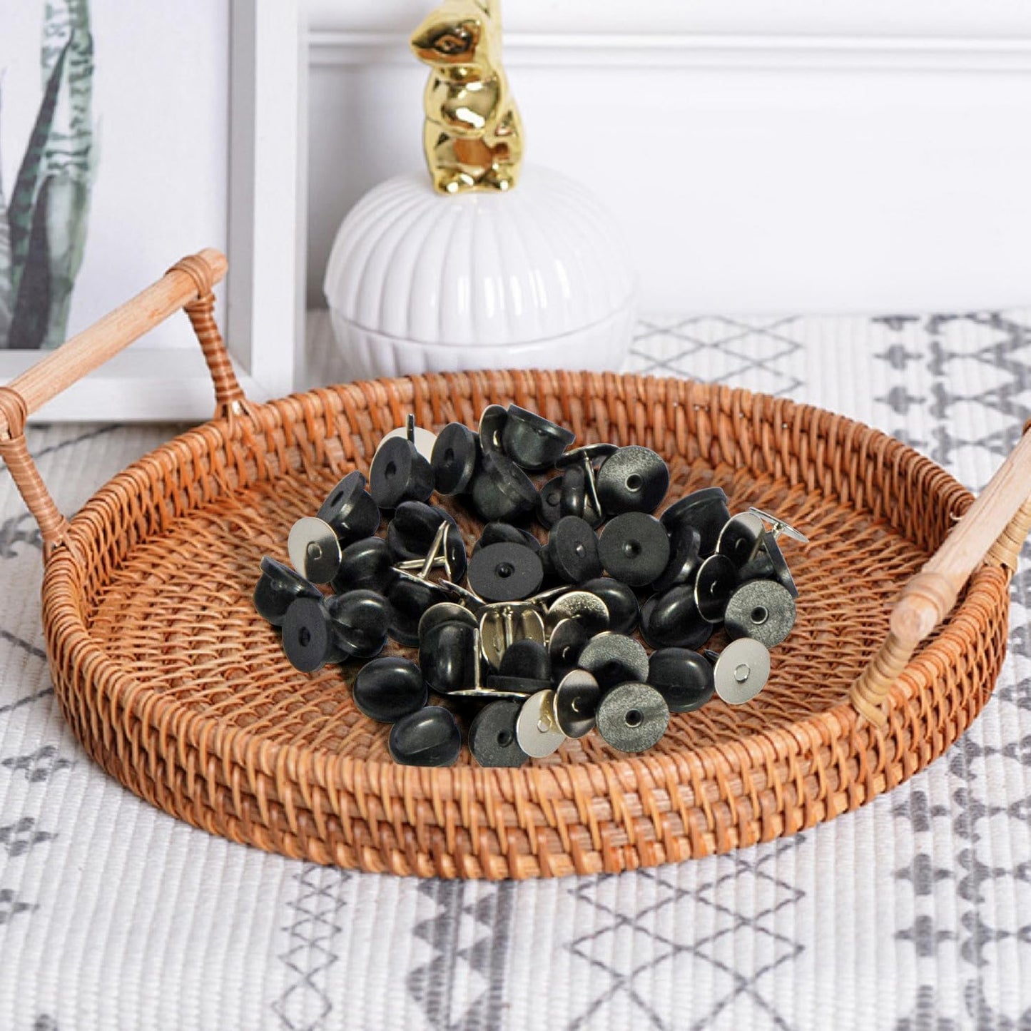 60 Pairs Rubber Pin Backs, 9mm×10mm Butterfly Clutch Backings, Craft Making Blank Pins Holder & Tie Tacks Keepers for Lapel Enamel Pins (60)