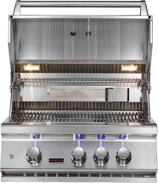 Whistler 28-inch Built-in 3-Burner Propane Gas Grill with Rear Infrared Burner & Grill Lights