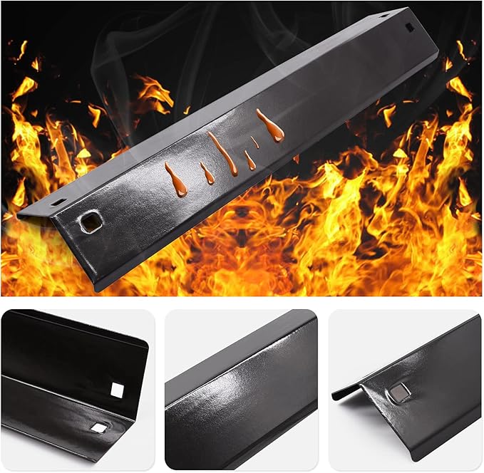 Criditpid Grill Heat Plates Shields for Chargriller 5050, 5650, 3001, 3008, 5072, King Griller 3008, 5252, 3-Pack Porcelain Steel Heat Tent Burner Cover Flame Tamers for Char griller Replacement Parts