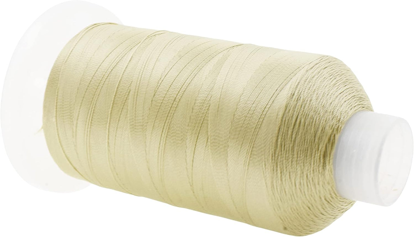 Mandala Crafts Cream Heavy Duty Thread - 1500 Yds Tex 90 for Sewing, Drapery, Jeans, Leather, Hair, Bonded Polyester Outdoor Marine Upholstery
