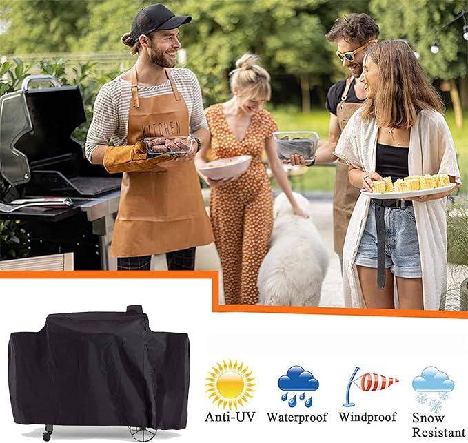Grill Cover for Pit Boss 1100 Pro Series Triple-Function Pellet/Gas Combo Grill 1230 PB1100PSC1 PB1100PSC2 Pitboss Sportsman PB1230SP Heavy Duty Waterproof Grill Cover, Zipper Design, Black