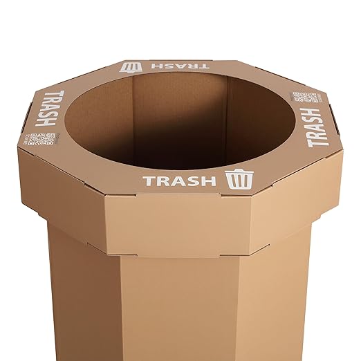 Eyely MPH1300A-SET2 Sal 25-Gallon Disposable Corrugated Cardboard Event Trash Can and Recycling Bin for BBQs, Beach, Parties & Events & Outdoor Activities, Plain Brown (Set of 2)