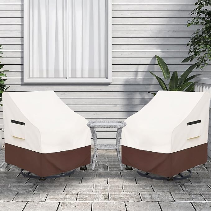 Rileytee Outdoor Swivel Chair Cover 2 Pack,Outdoor Furniture Patio Chair Covers Waterproof Clearance, Lawn Patio Furniture Covers,30" W x 34" D x 38.5" H,Beige & Brown