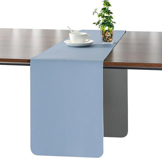 Myir JUN Table Runner Double Sided Vinyl Runner Table 72 Inch Long Runner for Table Washable Waterproof Non-Slip for Home Decorations Gray Sky Blue,12 x 72 inch